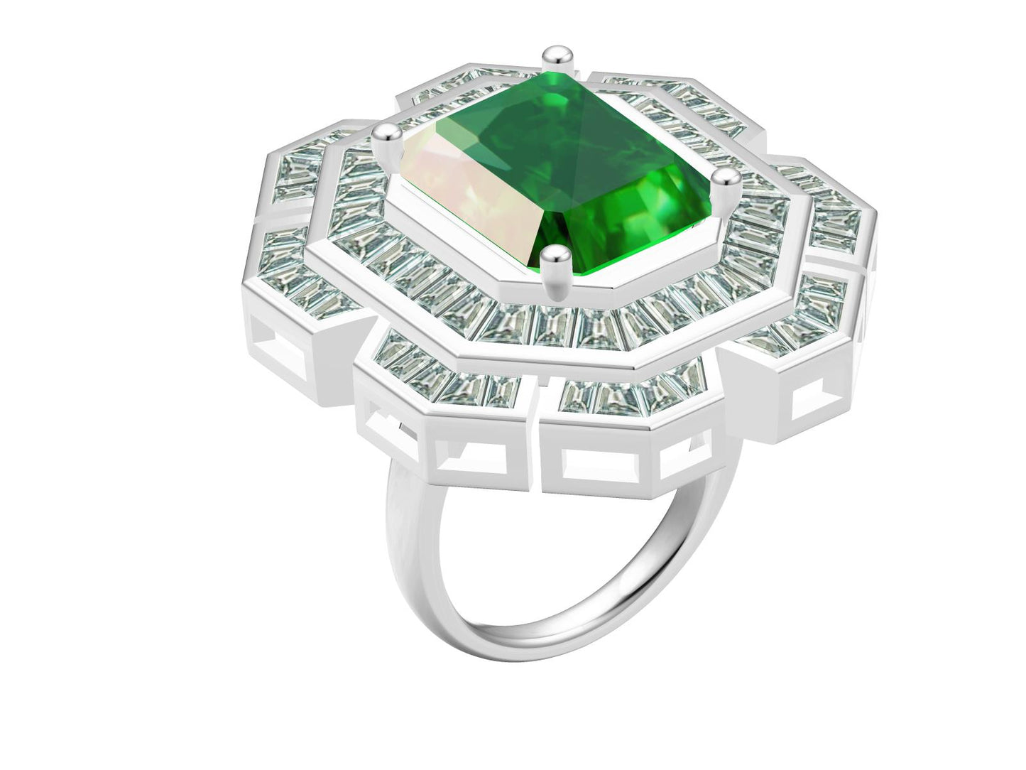 BGL-47516 tourmaline octagonal three ring