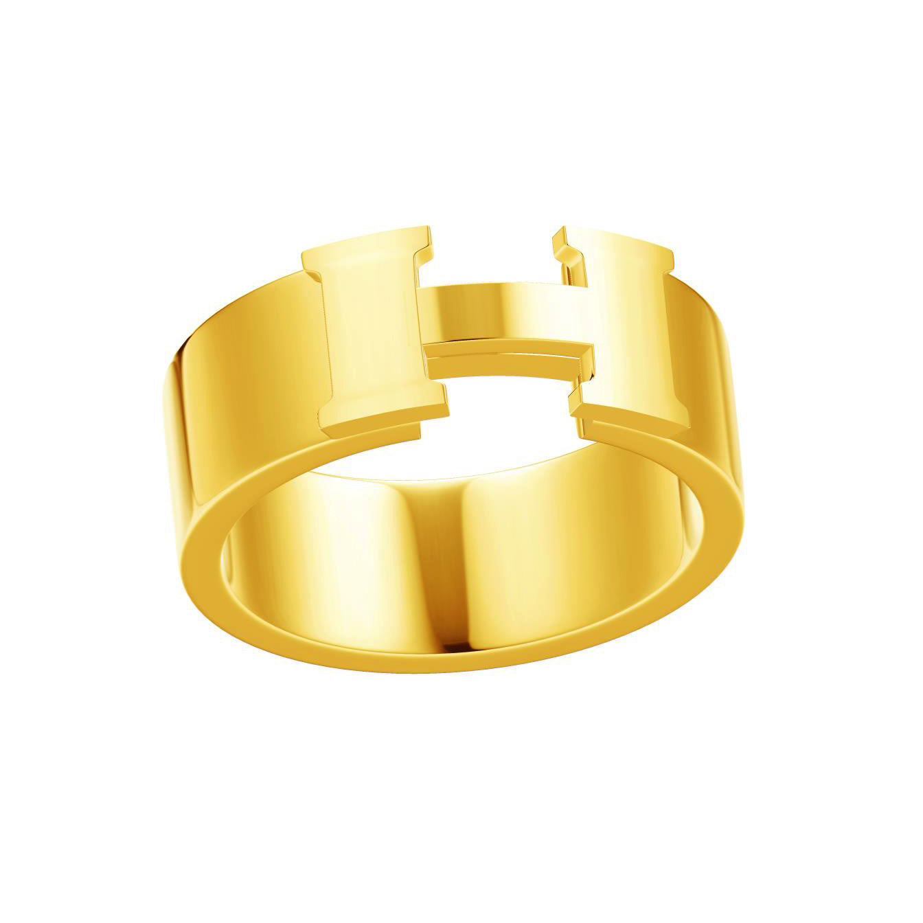 AHS-H162110B 7.2mm letter H light gold wide arm ring 15#