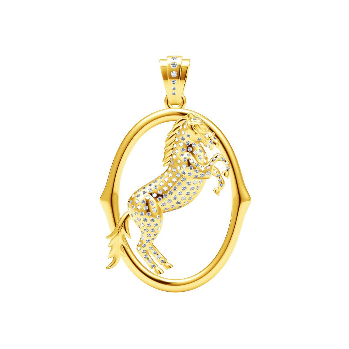 AiHshi-H218095F circle full diamond horse pendant