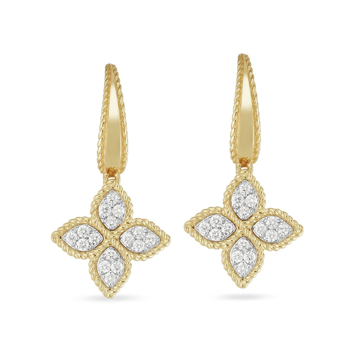 LBT-ADR777EA1088 15MM扭绳四叶草飞标小钻镶钻耳环