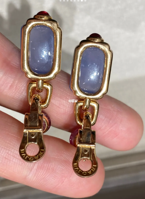 BGL-349552-OR856908 Peach tip tourmaline chalcedony earrings