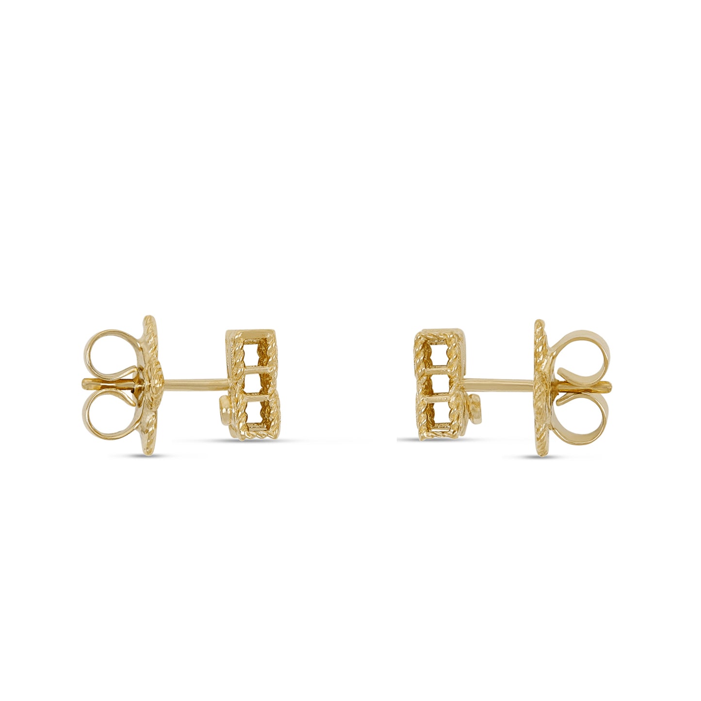 LBT-AR777EA0640 10MM four-leaf clover plain gold twisted rope pattern flying mark earrings