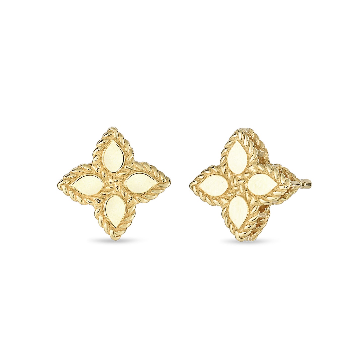 LBT-AR777EA0640 10MM four-leaf clover plain gold twisted rope pattern flying mark earrings