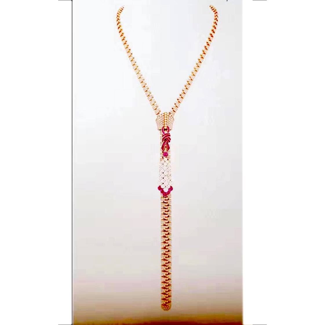VCA2052322 T square bow large zipper necklace