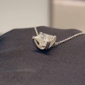 TIF-681675 Four-prong Square Diamond Tie Chain Pendant Necklace