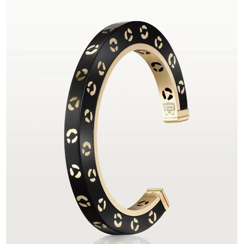 KDY-B black agate square pattern open bracelet