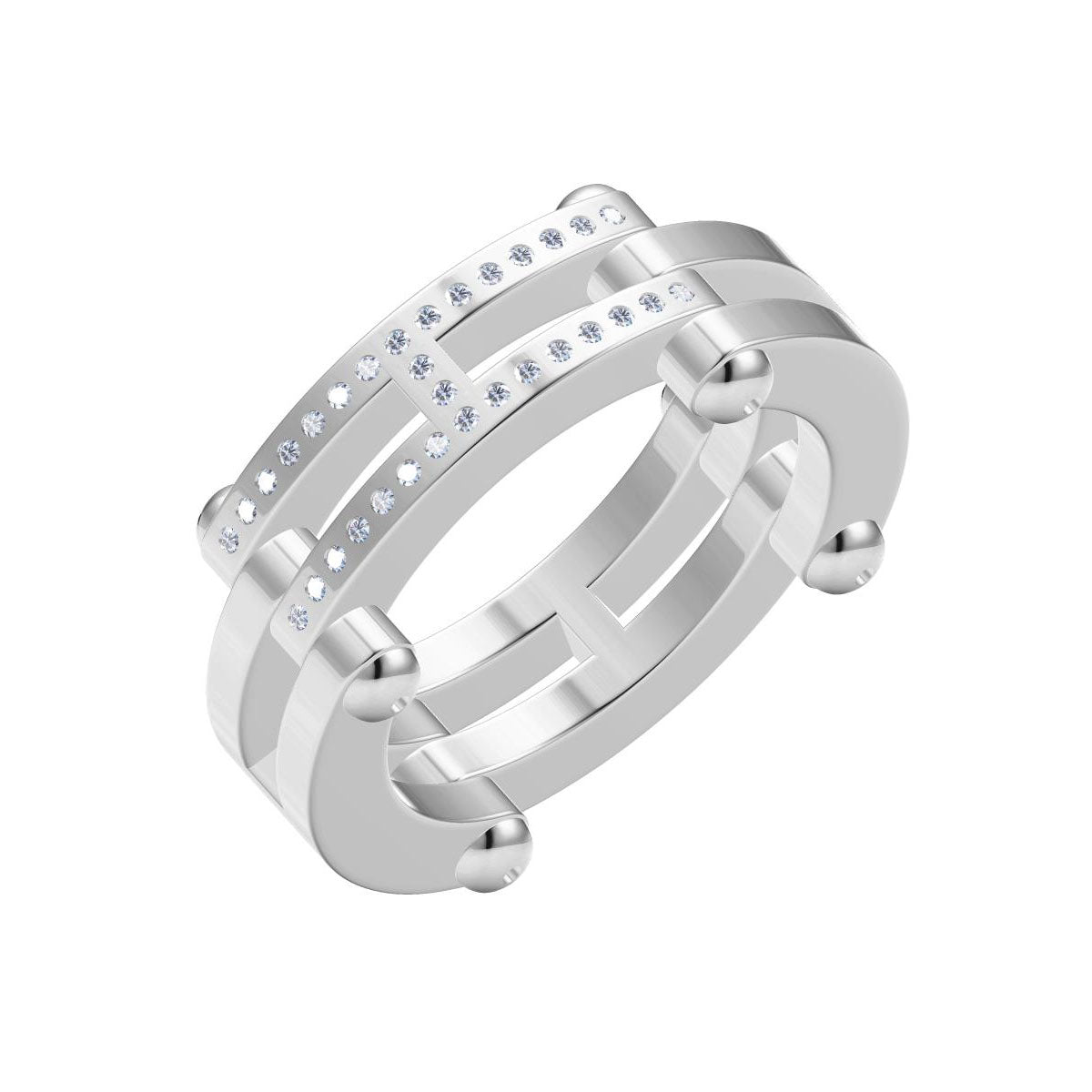 AiHshi-H411081B Diamond H Ring 17#