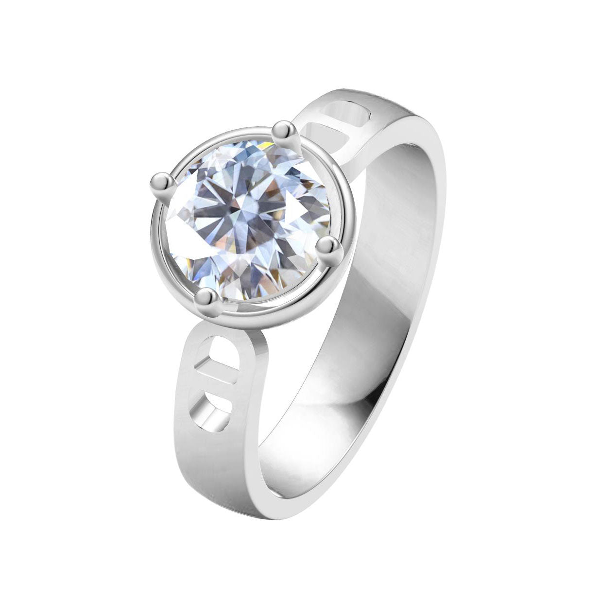 AMS-H438918 cross four-claw light gold straight arm ring