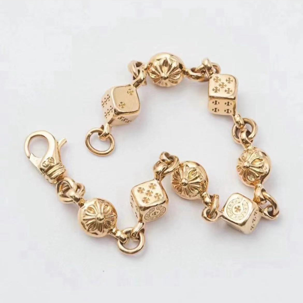 AMS-H51454 double-sided round cake-shaped cross & dice bracelet