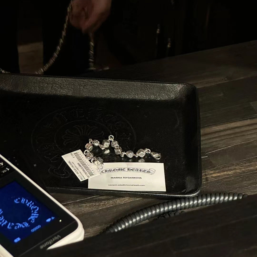 AMS-H51454 double-sided round cake-shaped cross & dice bracelet