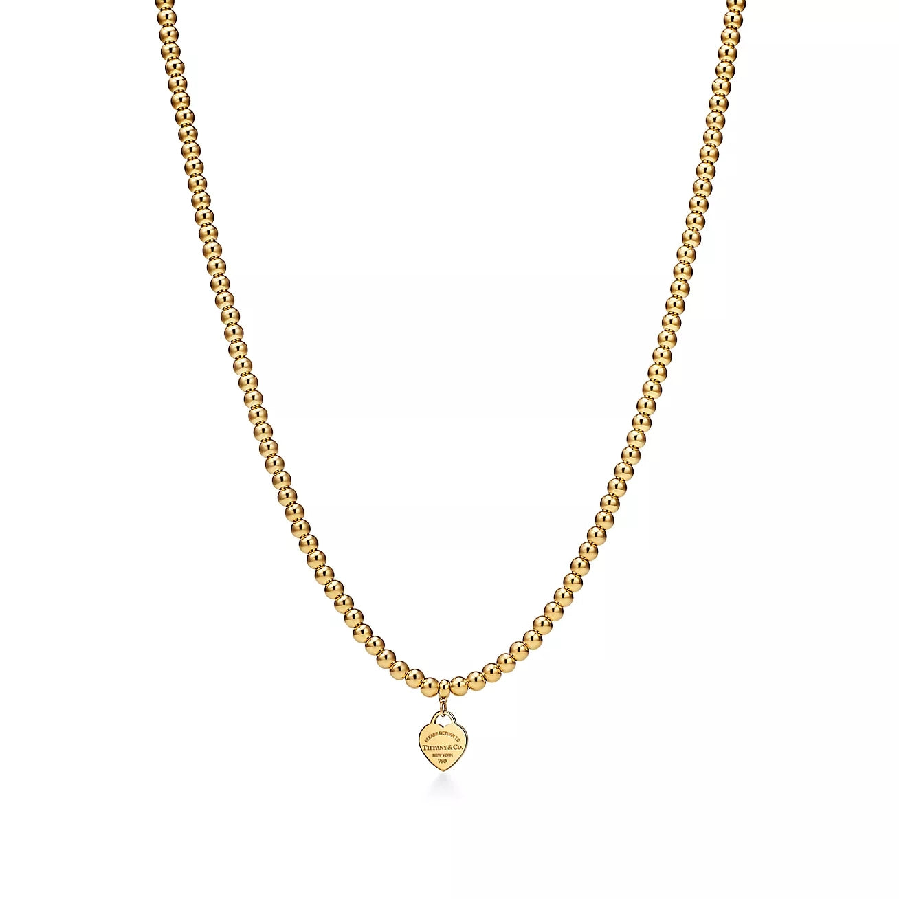 TIF-72975227 small single piece heart-shaped piece bead chain necklace