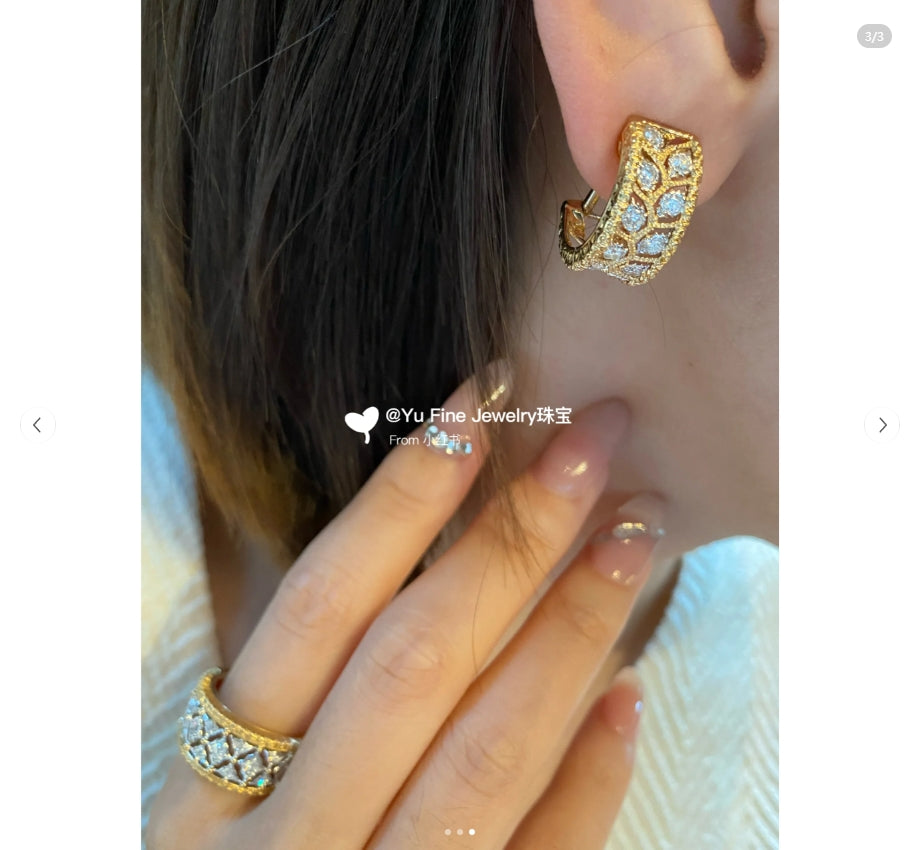 BQLT-jauear005785 mosaic-shaped hollow ruffle edge color-separated D-shaped ear clip