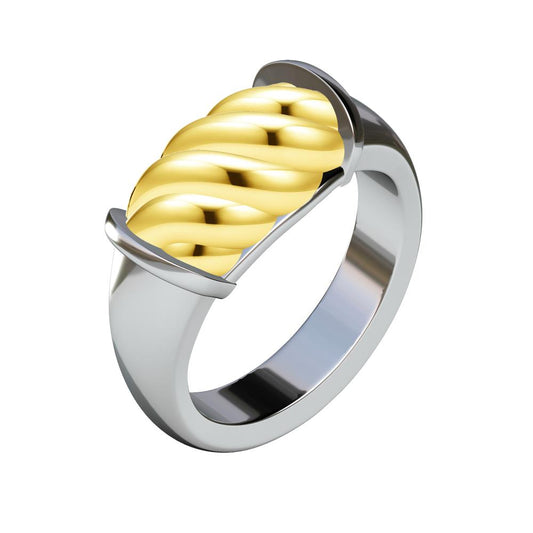 KLX-JZ92783932 light gold twisted rope pattern color separation ring 16#
