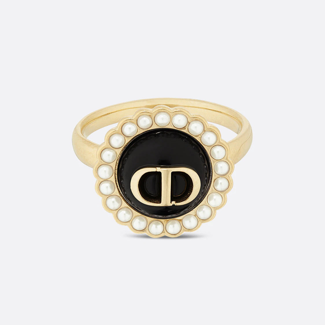 DA-R1404WOMVE black onyx CD pearl surround stone straight arm ring