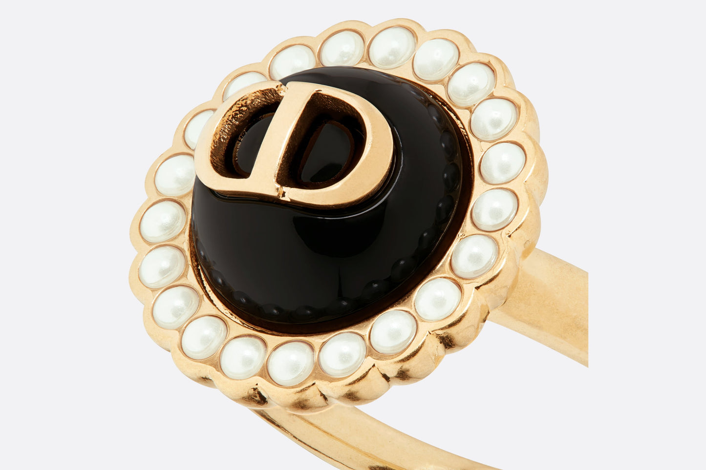 DA-R1404WOMVE black onyx CD pearl surround stone straight arm ring