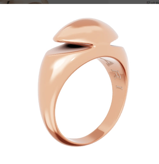 BGL-AN860189 convex cabochon cut light gold round wave ring