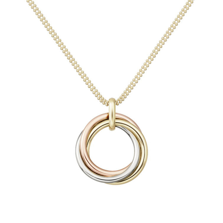 KDY-B7224813 26.9MM large light gold three-ring three-color pendant