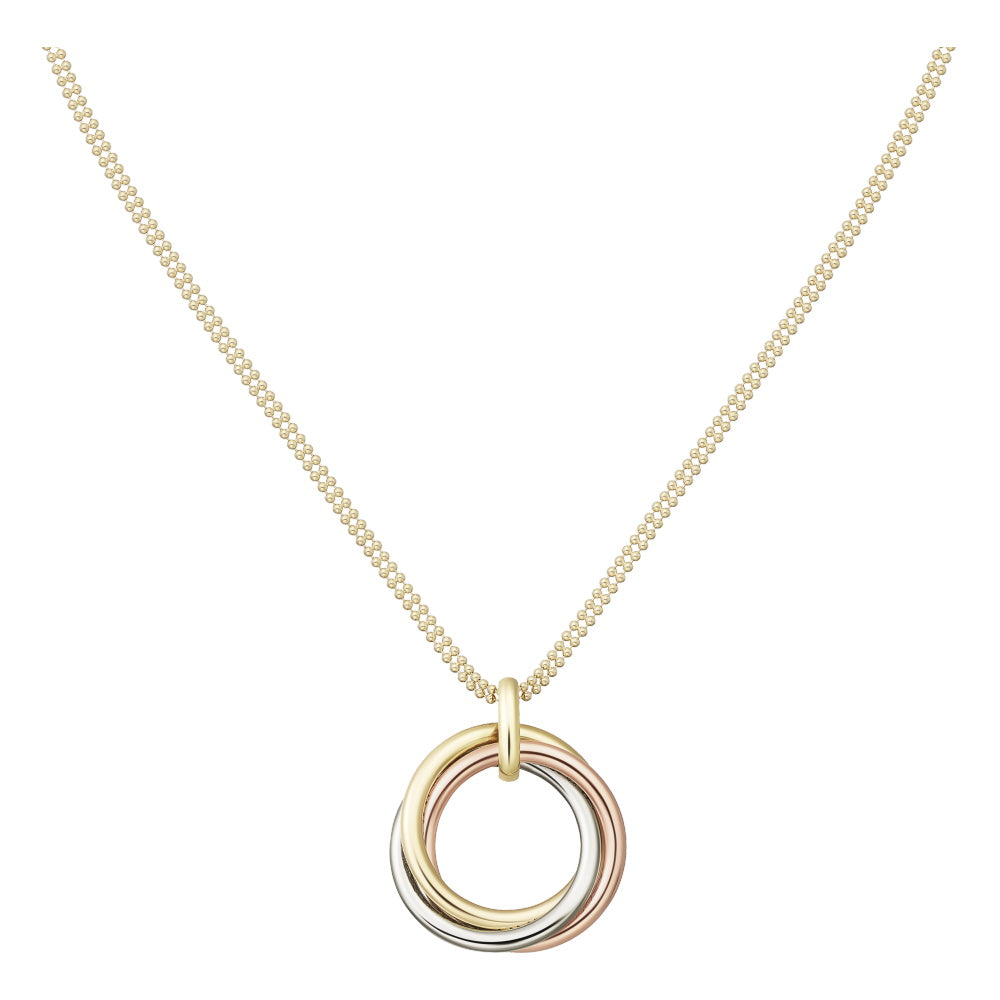 KDY-N7424444 26.9mm two rows of diamonds, three rings and three colors pendant