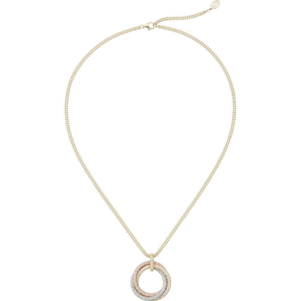 KDY-N7424444 26.9mm two rows of diamonds, three rings and three colors pendant