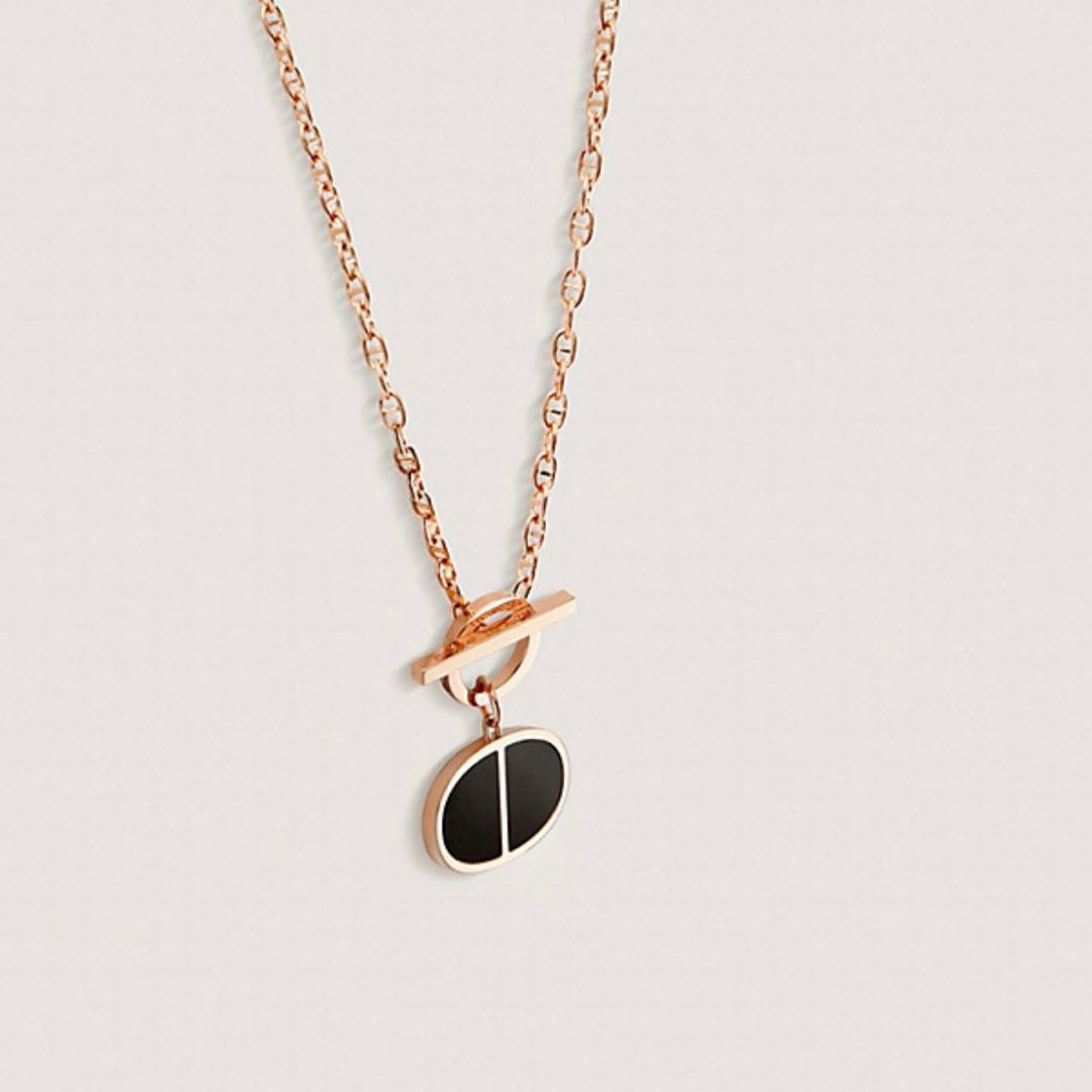 AiHshi-H139062B Ceramic Pig Nose Japanese Character Necklace-550mm