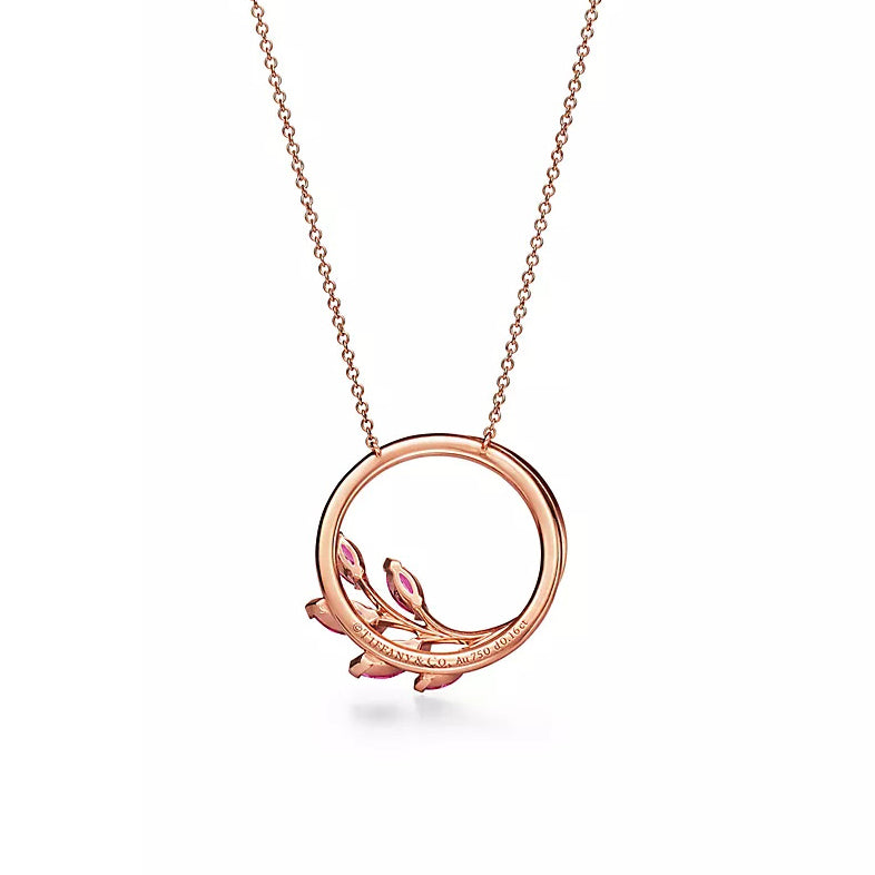 TIF-70532379 Diamond Vine Circle Tie Chain Pendant Necklace