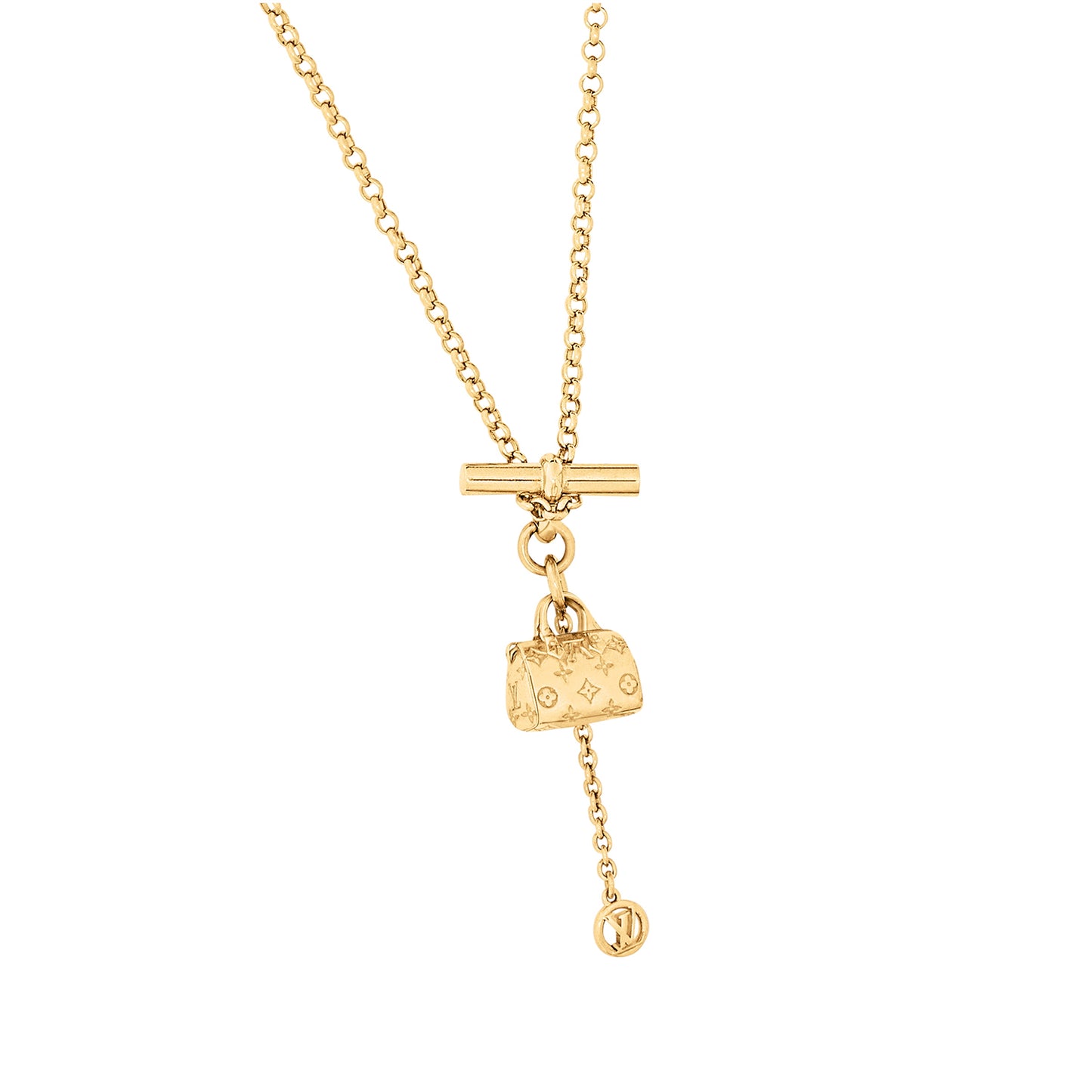 LV-M00796 plum blossom flying logo pattern bag style plain gold necklace