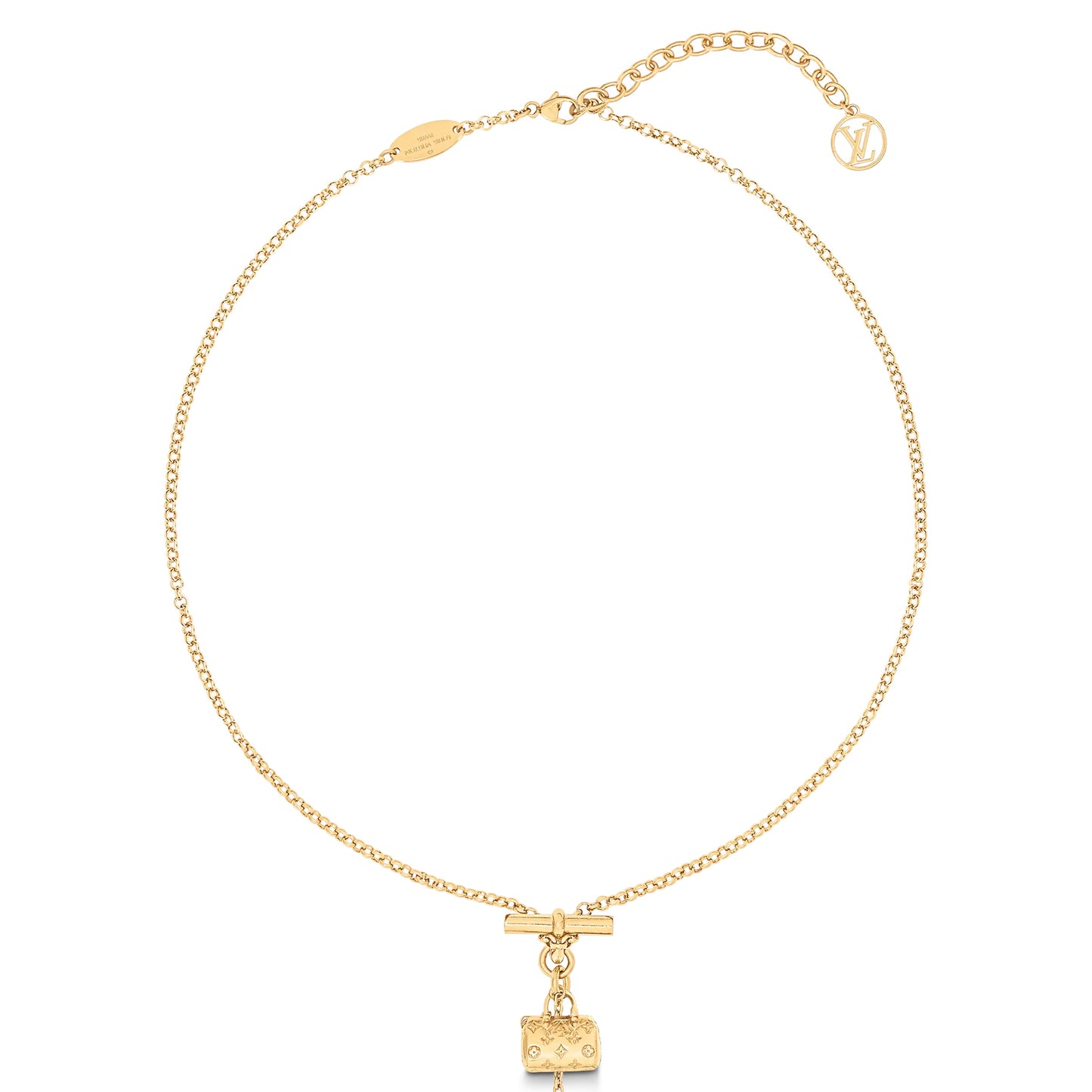 LV-M00796 plum blossom flying logo pattern bag style plain gold necklace