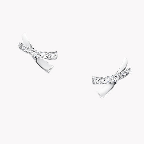 GLF-RGE1519 Cross X-Shaped Half-Diamond Stud Earrings