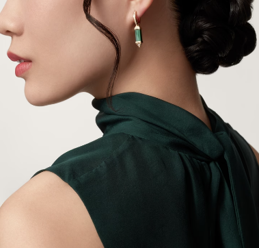 KDY-B8301505 square cone malachite earring clip small long earrings