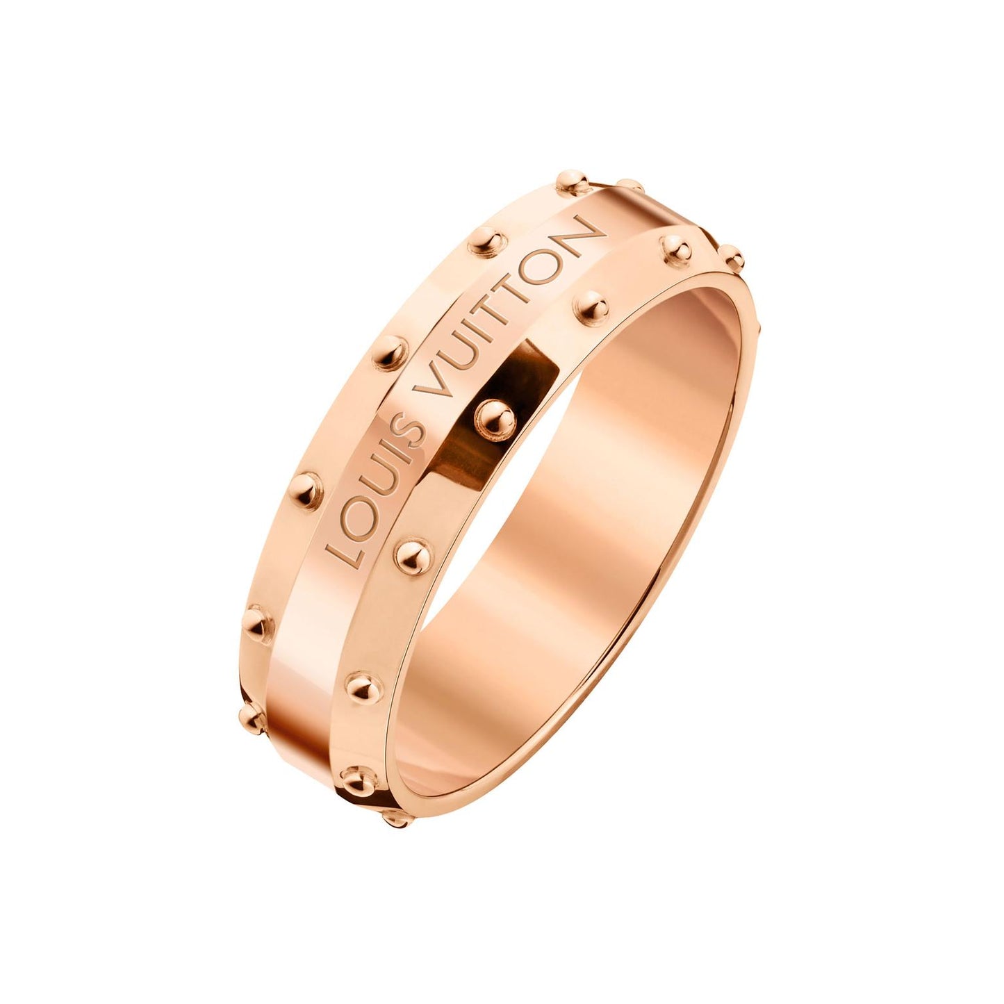 LV-Q9G77L light gold small round bead wide arm ring