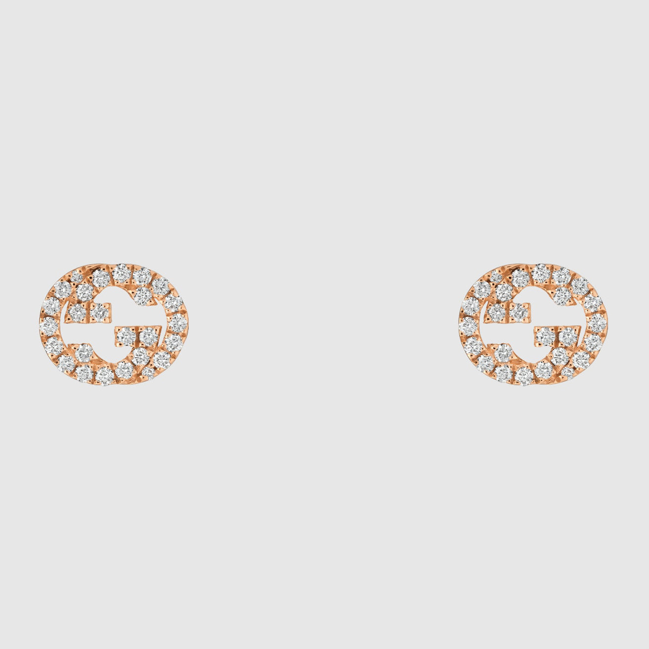 GC-729408 9.9mm Diamond Interlocking Double G Stud Earrings Letter GG