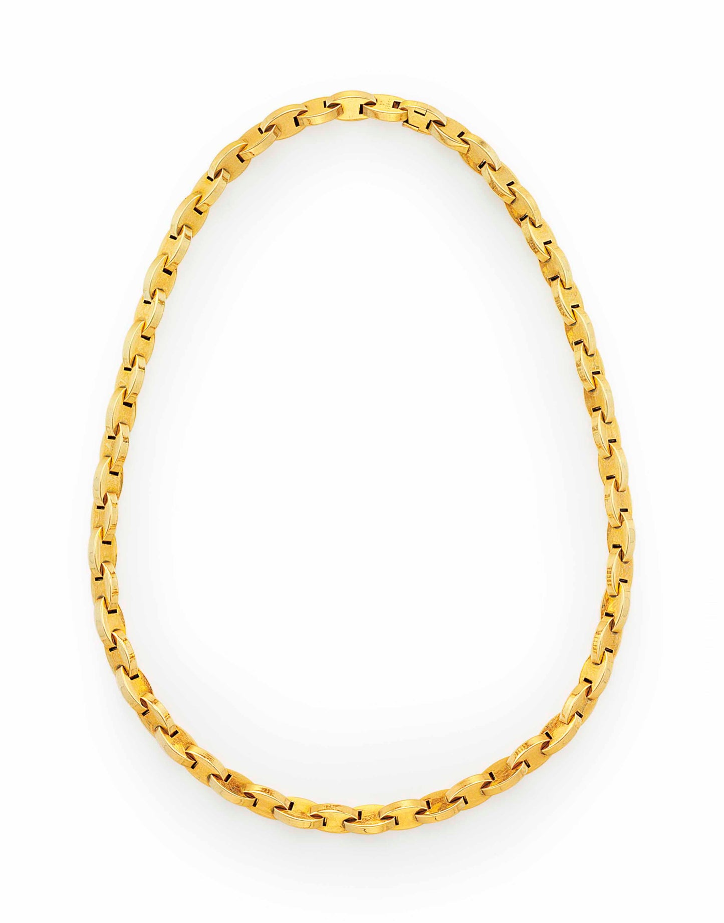 AMS-H44833 light gold egg-shaped H chain necklace