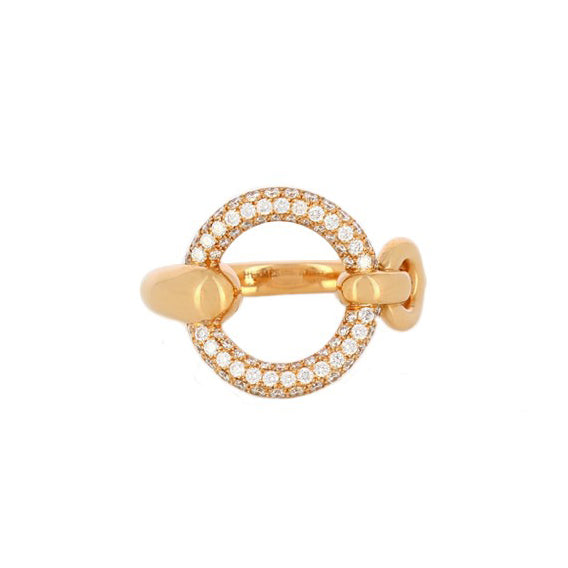 爱H仕-H369181圆形拉环镶钻圆圈水泡戒指13#