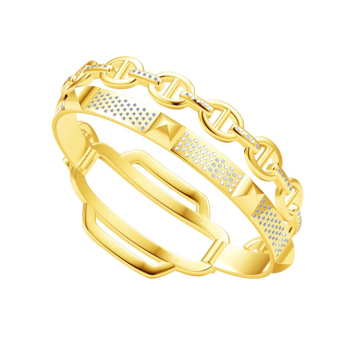 AMS-H351023 pyramid bracelet full of diamonds