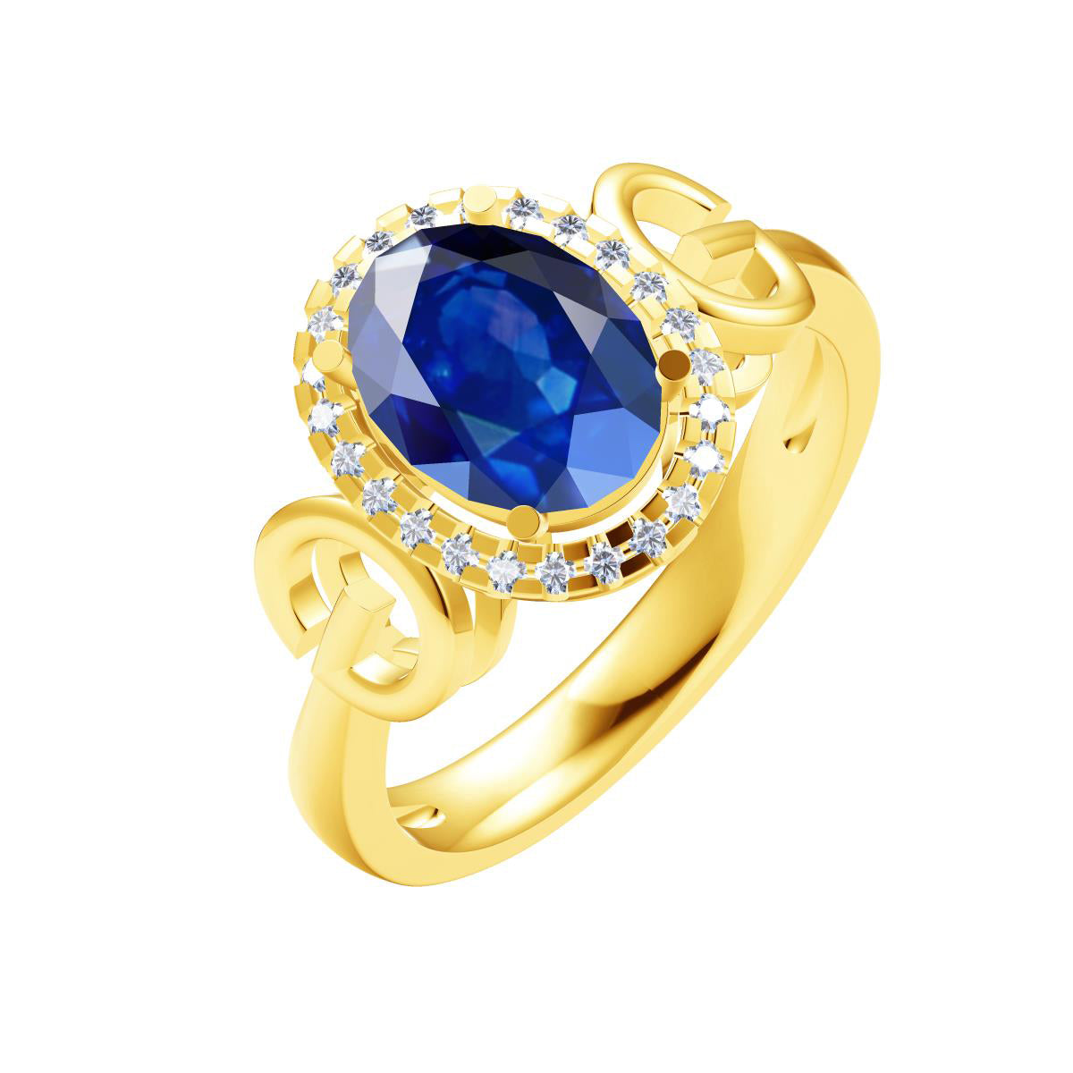GC-687494 egg-shaped gem stone letter G high shoulder ring