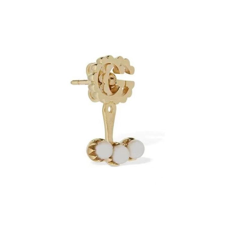 GC-YBD481693 Letter Double GG Pearl Stud Earrings