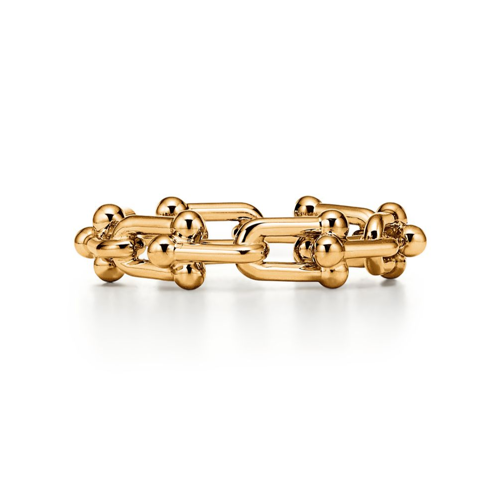TIF-72666828 light gold T round wave ball chain buckle ring