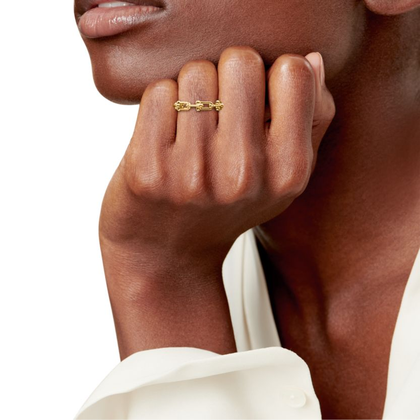 TIF-72666828 light gold T round wave ball chain buckle ring
