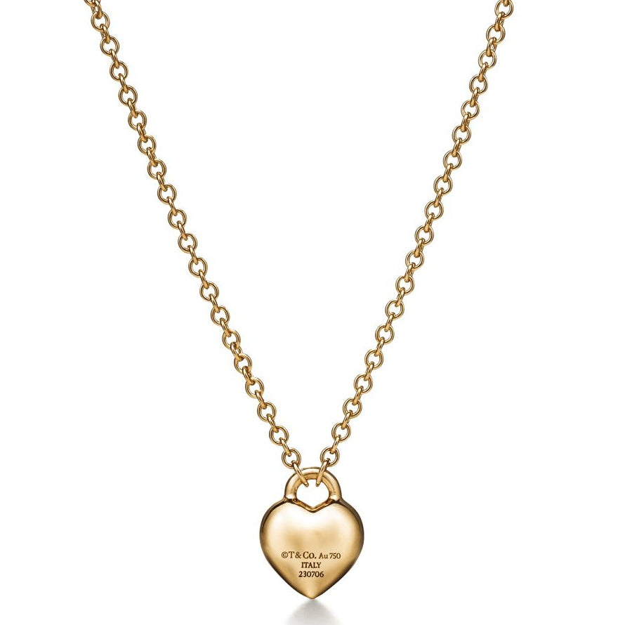 TIF-73340691 12.2mm wide mini heart-shaped lock chain pendant necklace
