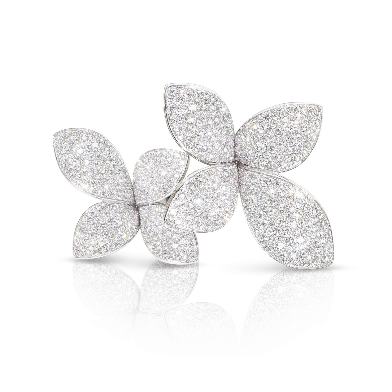 PB-15269B Large diamond-filled eight-leaf double-flower leaf ring