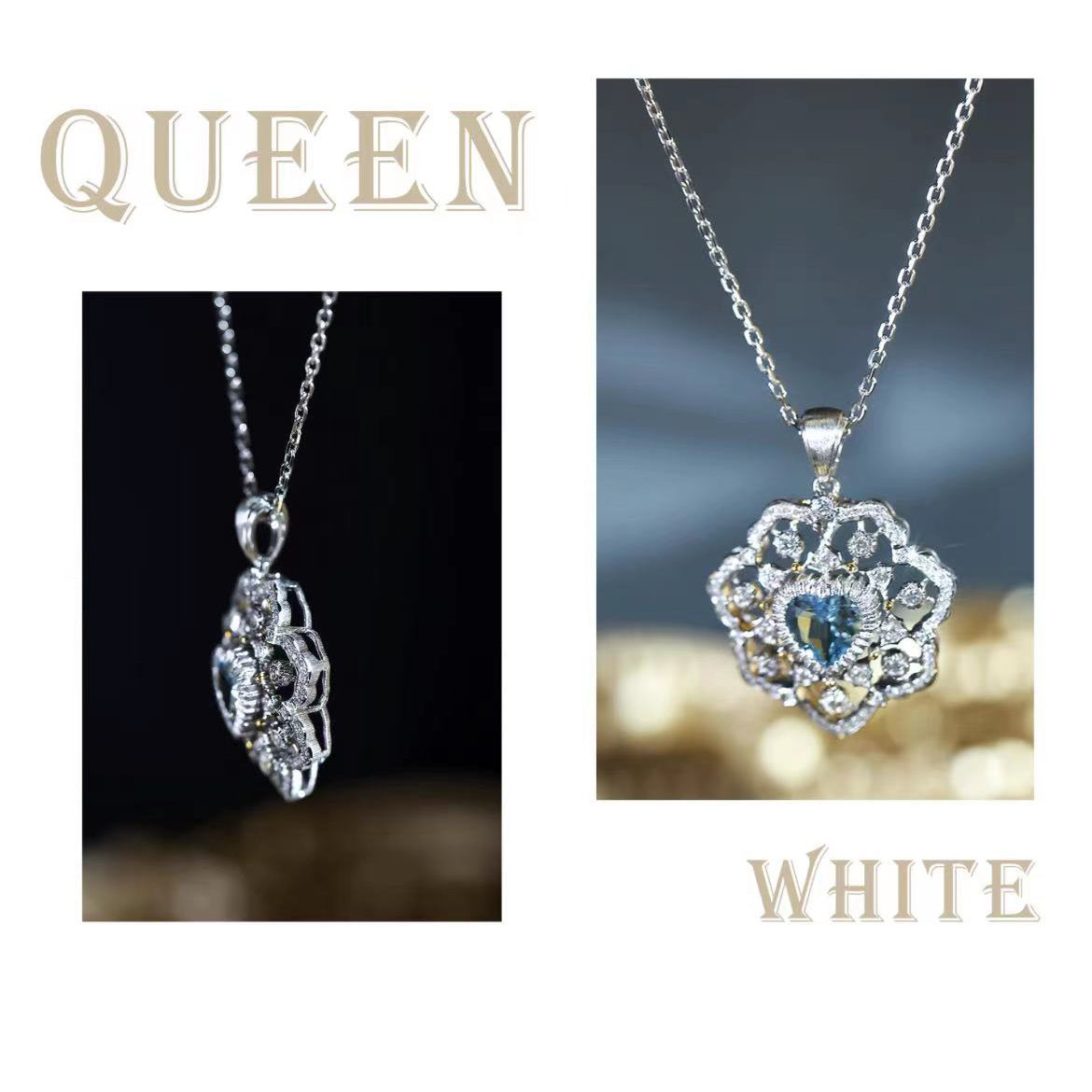 BQLT-PEN107490 heart-shaped diamond bezel-set water wave flower-shaped stone hollow pendant