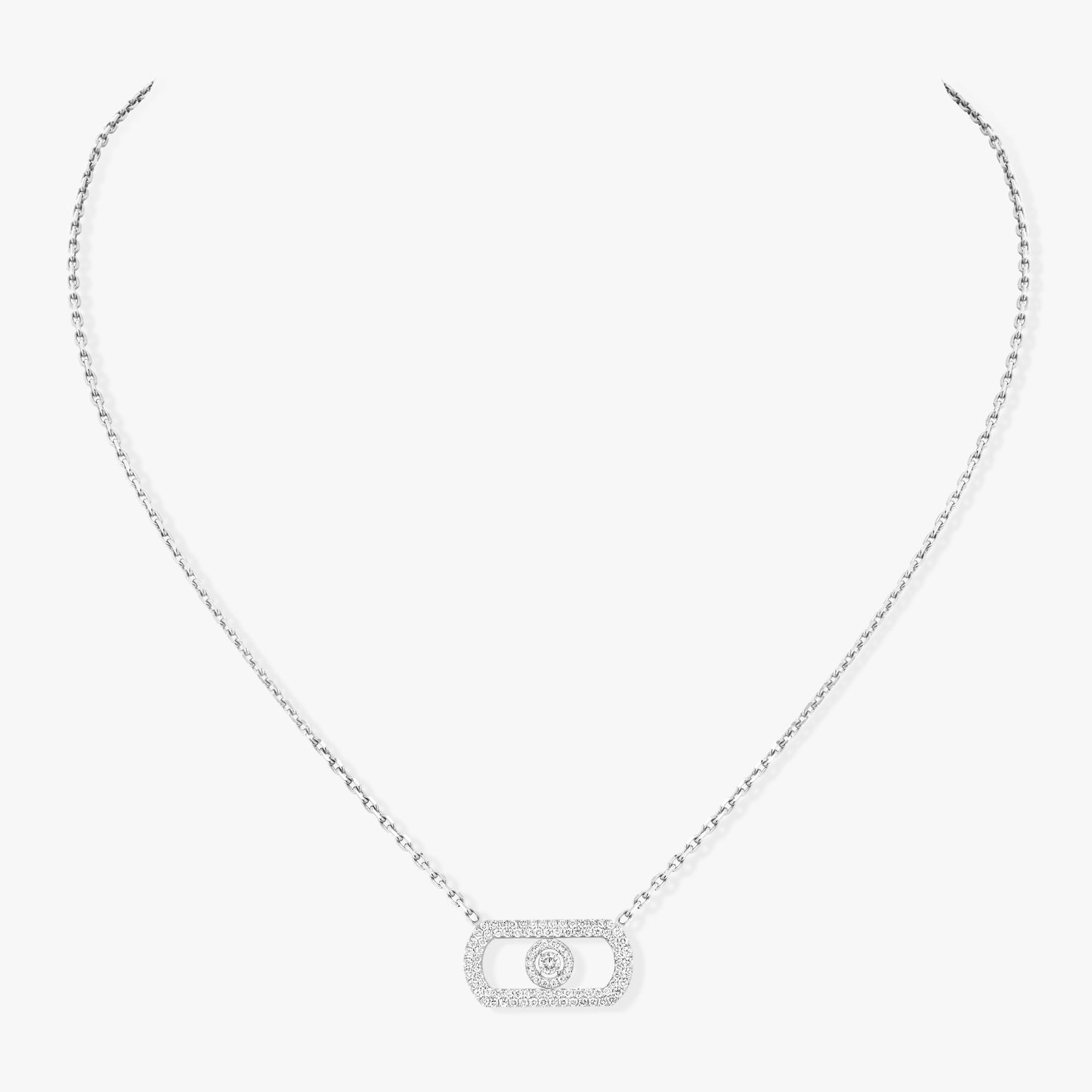 MSK-12954 full diamond surround stone movable bolt chain pendant necklace