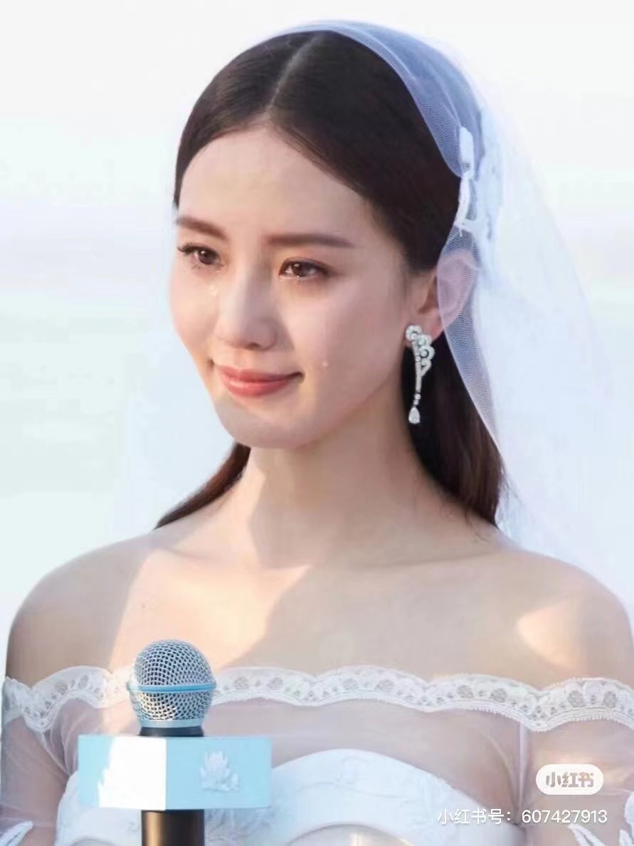 DBES-E479767 55.9mm high drop-shaped special-shaped diamond auspicious moiré stone stud earrings
