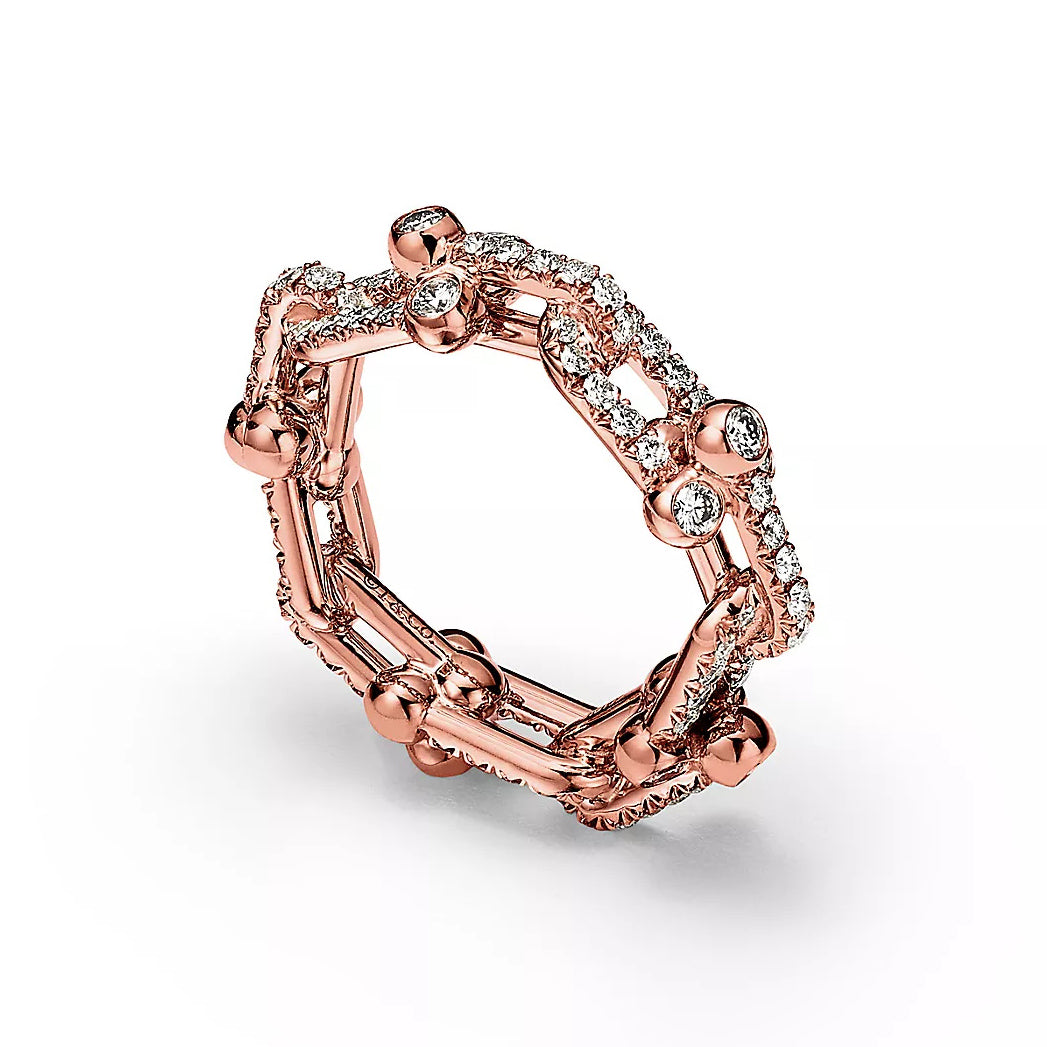 TIF-72670663 full diamond U-shaped ball chain set with stone ring