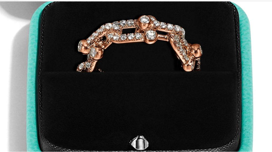 TIF-72670663 full diamond U-shaped ball chain set with stone ring