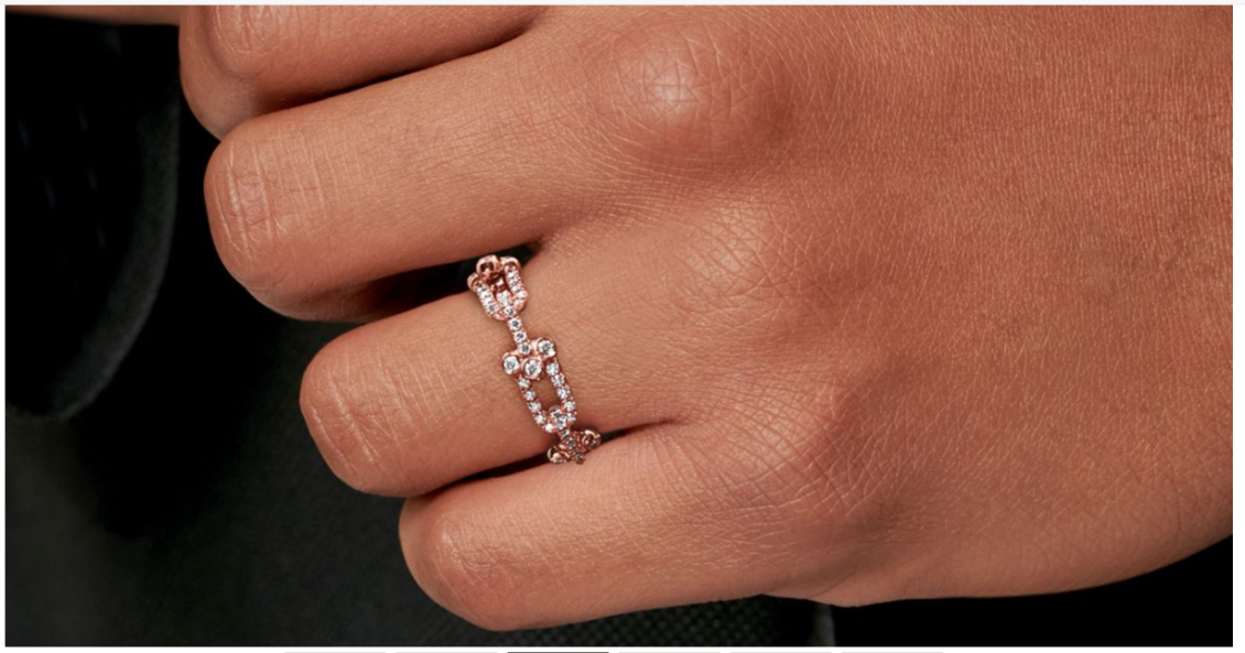 TIF-72670663 full diamond U-shaped ball chain set with stone ring