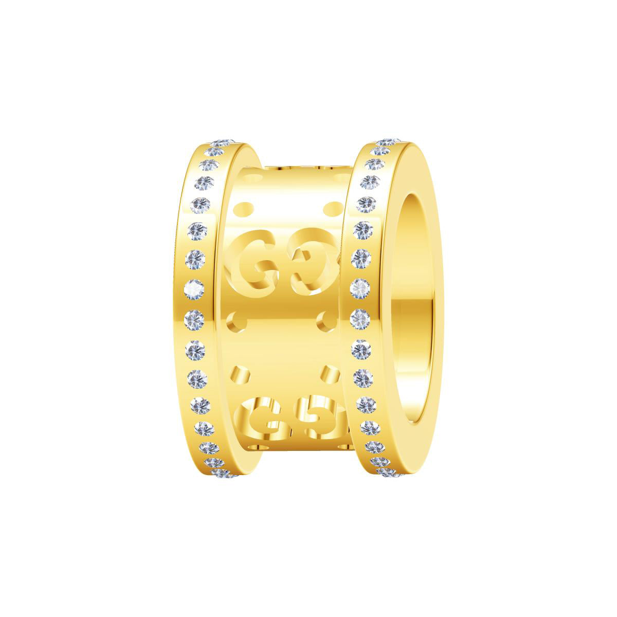 GC-347741 Small waist double G pendant with stones on both sides