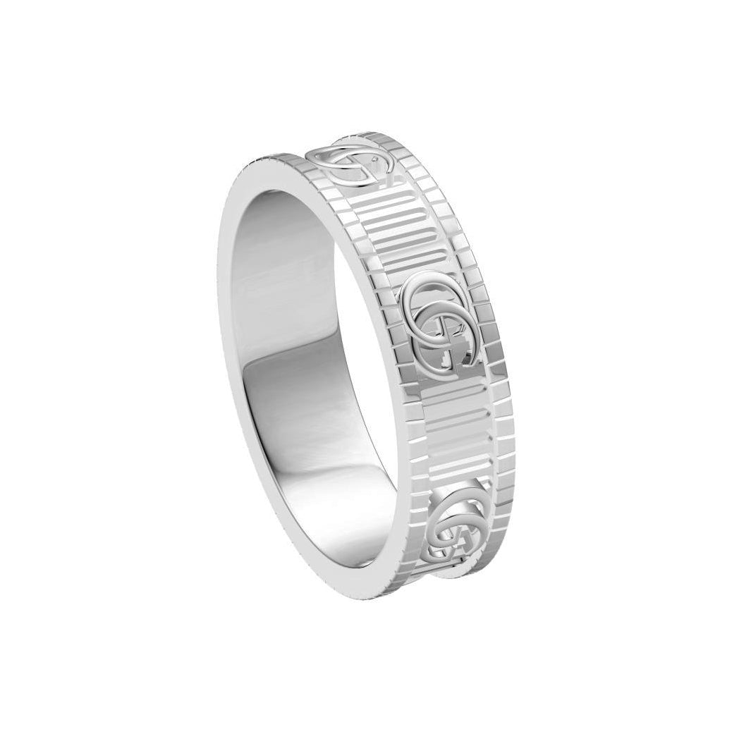 GC-998775 Wide 5.2mm Double G and Stripe Ring