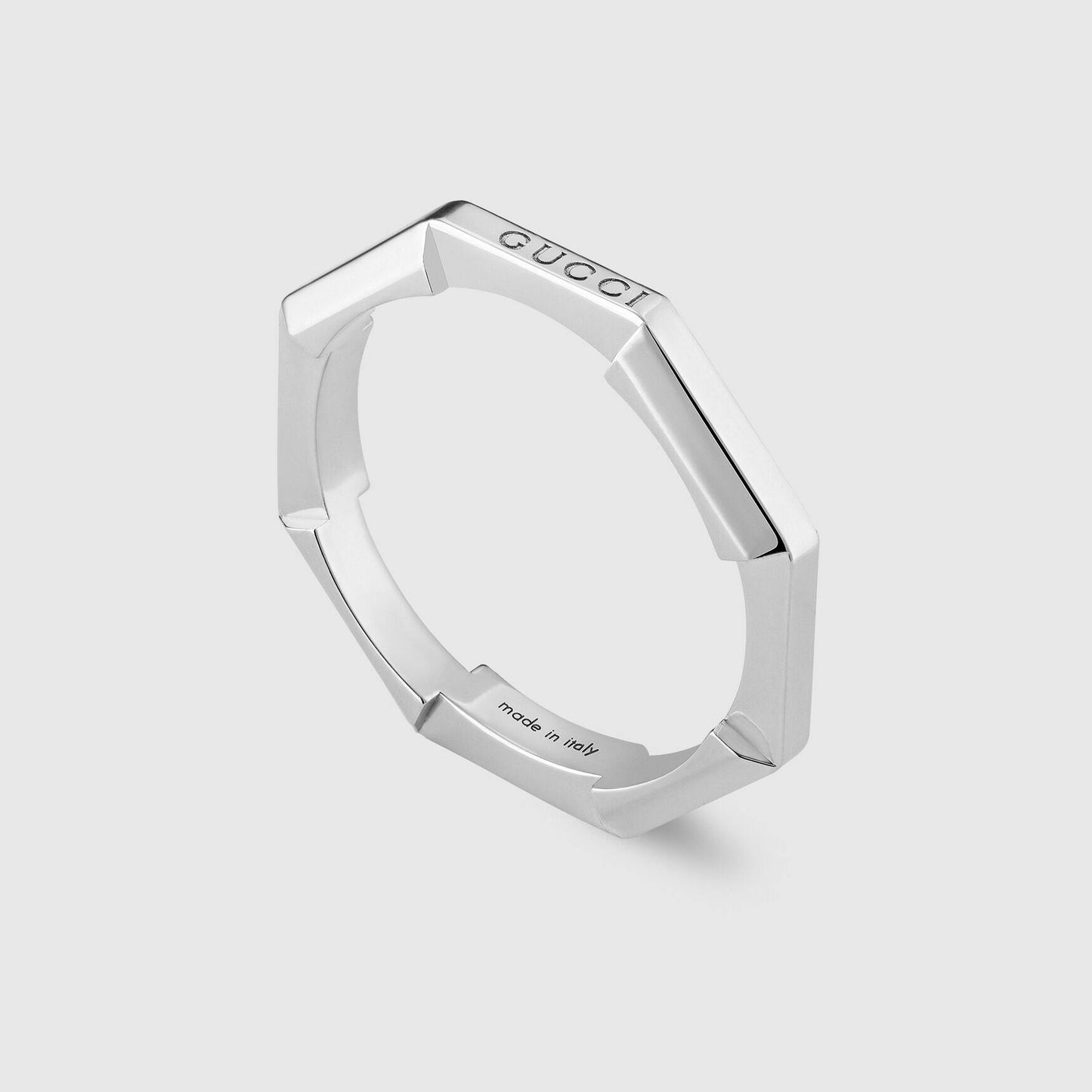 GC-662194 3mm wide striped light gold trapezoidal block ring