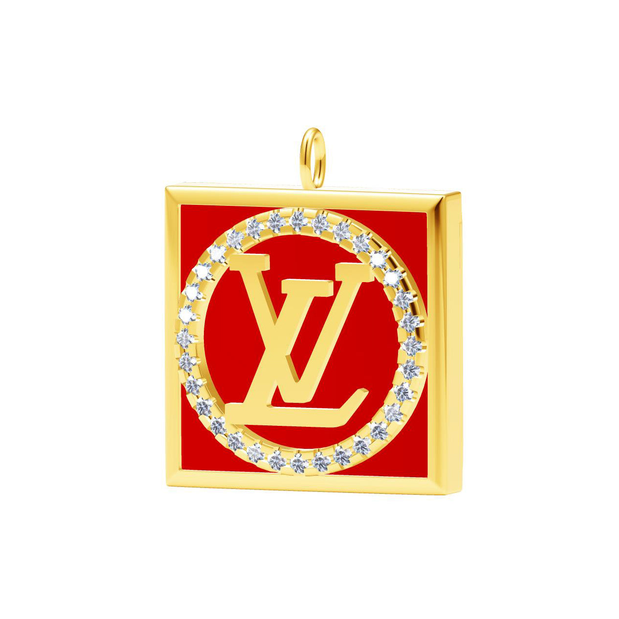LV-Q44037 square letter LZ round stone pendant